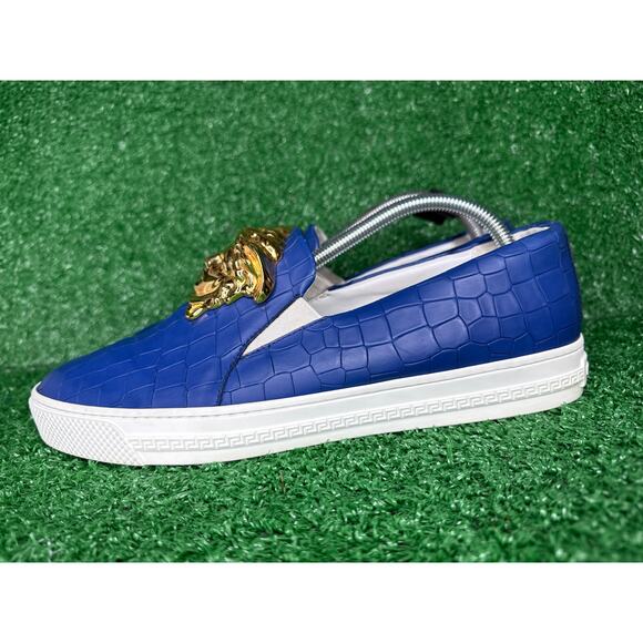 VERSACE Blue Croc Medusa Loafers Shoes Mens Size 41 - Picture 5 of 11